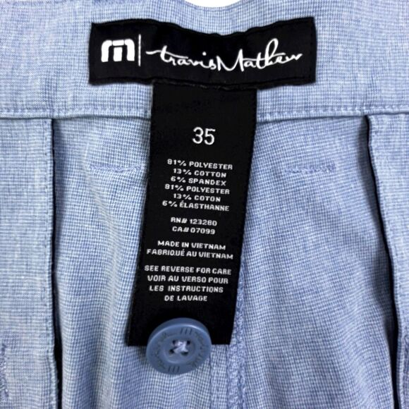 Travis Mathew Golf Shorts Mens 35 Blue Stretch 9” Inseam Casual Comfort - Picture 5 of 10